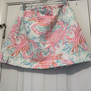 Lilly Pulitzer Pink and Blue Crab Print A-Line Skirt